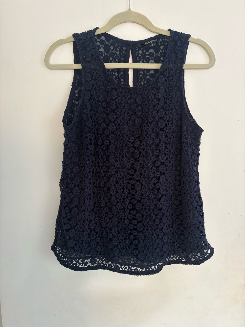 Lucky Brand Navy Blue Crochet Tank - size small